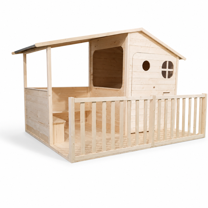 Căsuță din lemn pentru copii TILIA cu terasă acoperită și podea inclusă - ATELIER 49 [4]