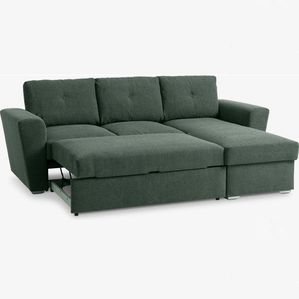 Colțar Extensibil 3 Locuri Cu Spațiu de Depozitare- Mustard,Verde, 244x87/156x87 cm [3]