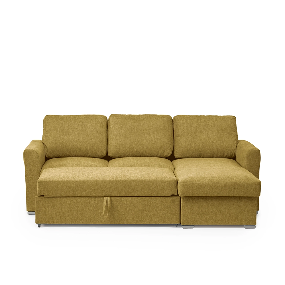 Colțar Extensibil 3 Locuri Cu Spațiu de Depozitare- Mustard, Galben, 244x87/156x87 cm [4]