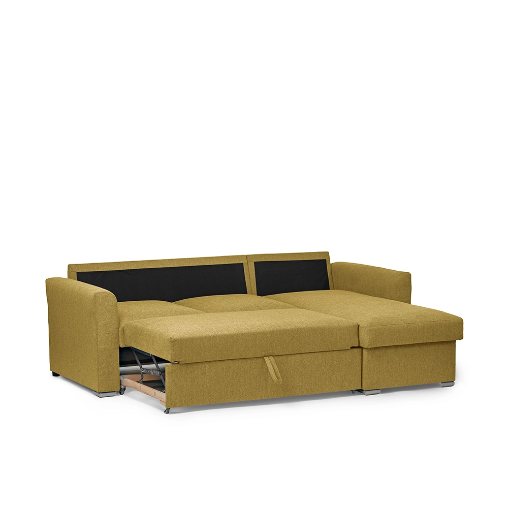 Colțar Extensibil 3 Locuri Cu Spațiu de Depozitare- Mustard, Galben, 244x87/156x87 cm [5]