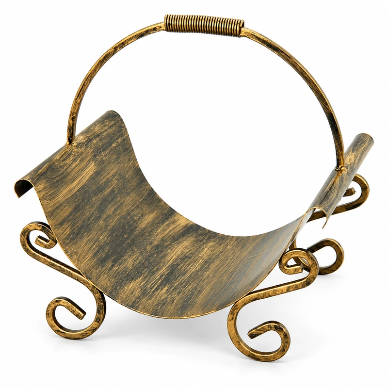Cos pentru lemne din fier forjat cu maner 42,5 x 36 x 44,5 cm [2]