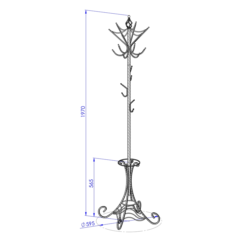 Cuier de podea din fier forjat pentru haine, 197 cm [3]