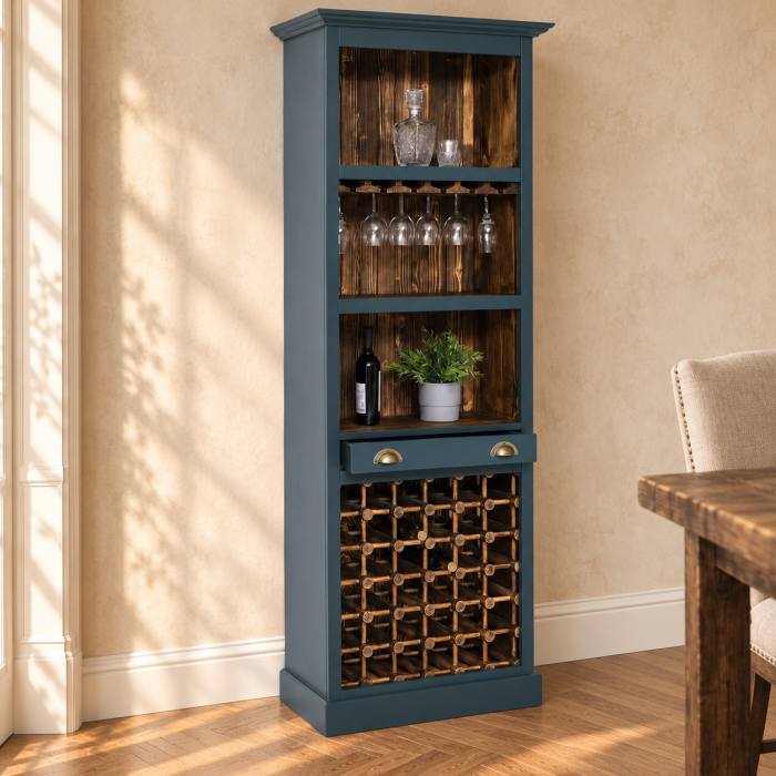 Dulap bar pentru vin si pahare din lemn masiv, 78 x 41 x 210 cm [2]