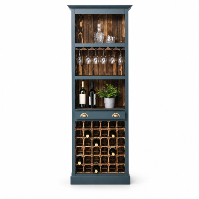 Dulap bar pentru vin si pahare din lemn masiv, 78 x 41 x 210 cm [7]