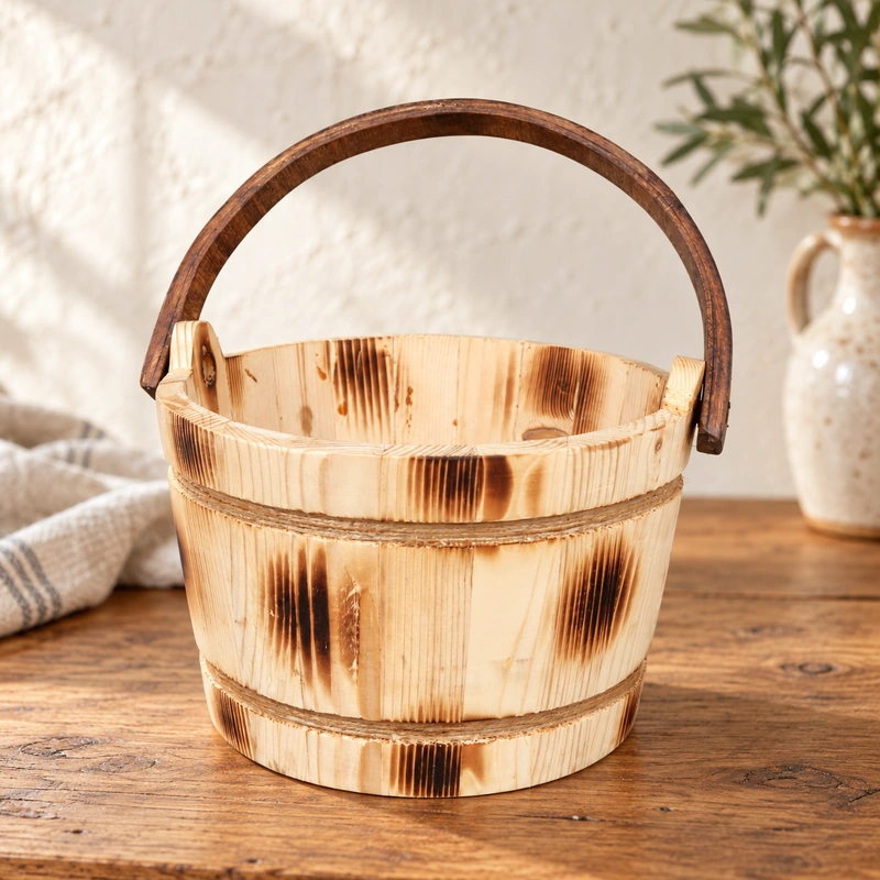 Galeata din lemn pentru sauna si uz casnic 24 x 15 cm [3]