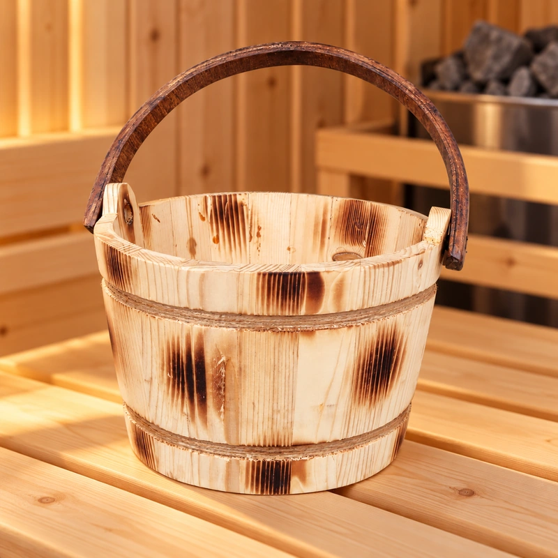 Galeata din lemn pentru sauna si uz casnic 24 x 15 cm [2]