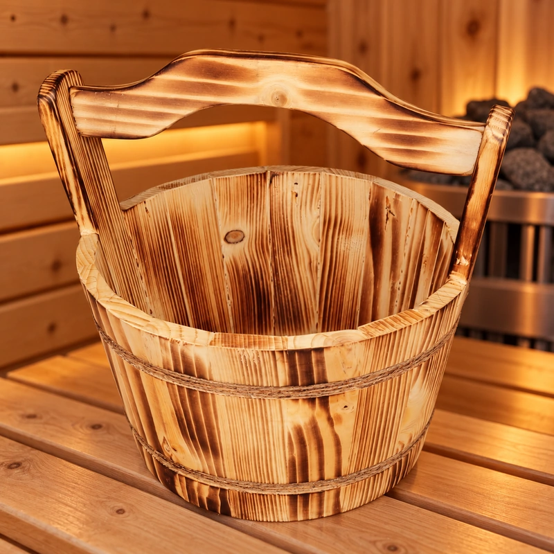 Galeata din lemn pentru sauna si uz casnic, 26 x 27 cm [2]