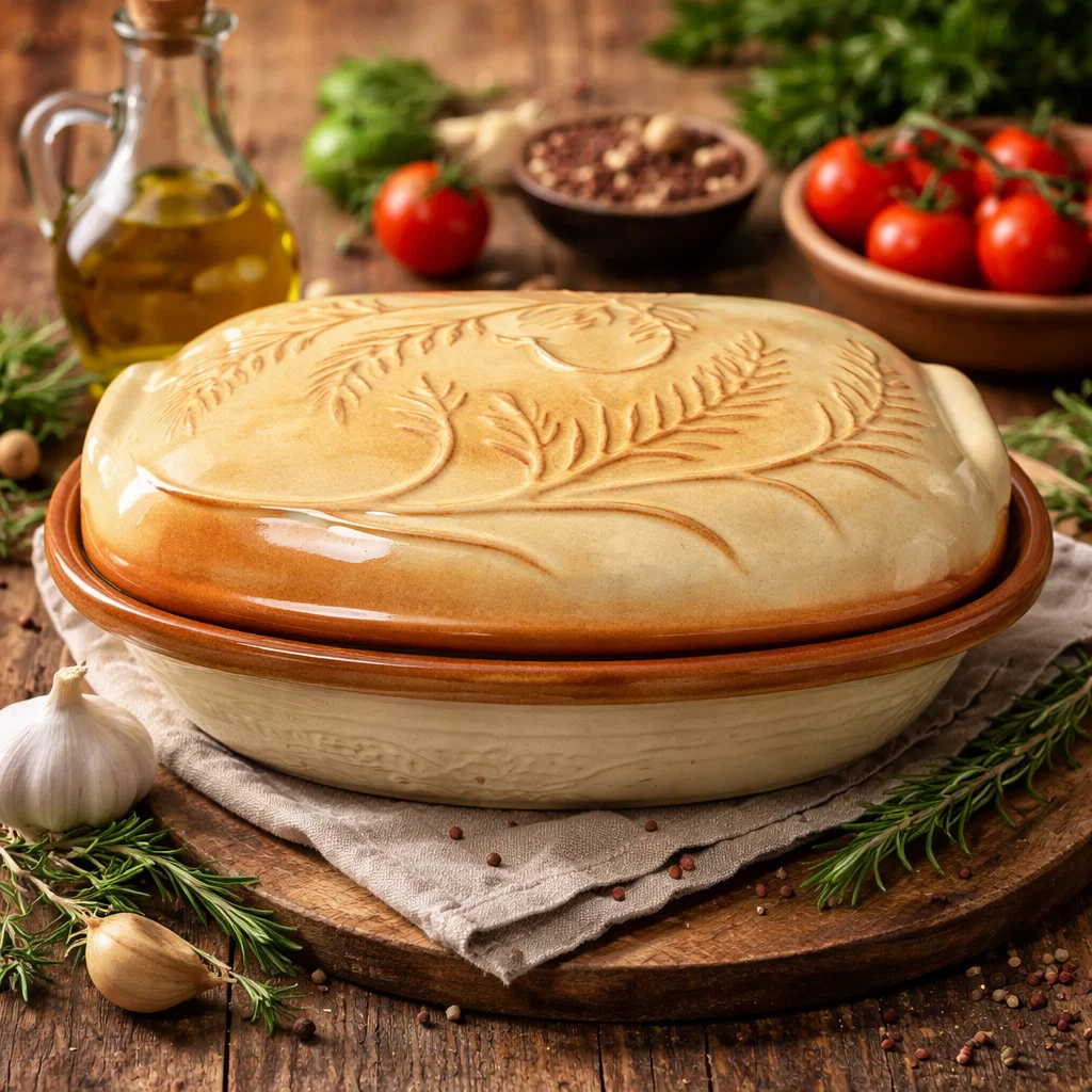 Oală din lut glazurată pentru cuptor și aragaz – 4,5 litri, cu capac [3]