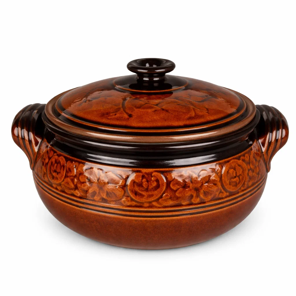 Oală de sarmale din lut smălțuit 10 litri cu capac [2]