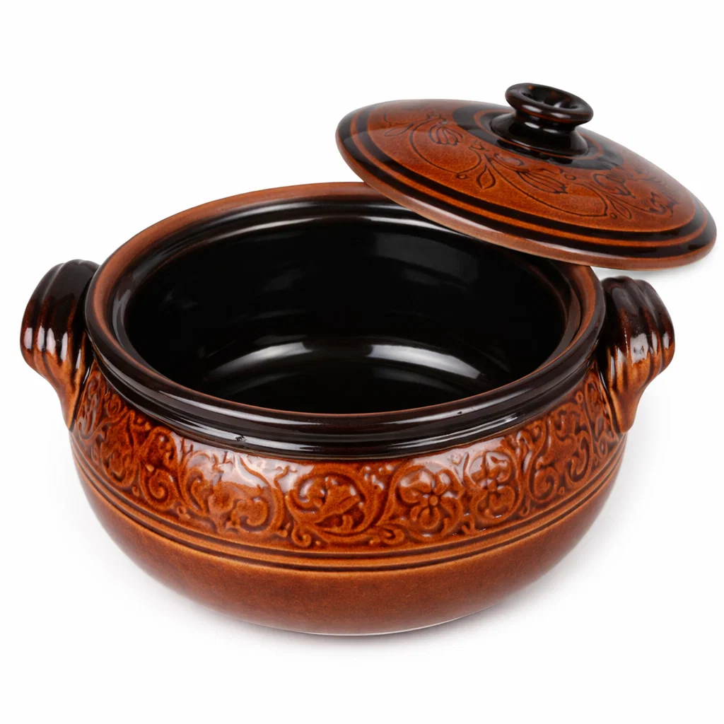 Oală de sarmale din lut smălțuit 10 litri cu capac [3]