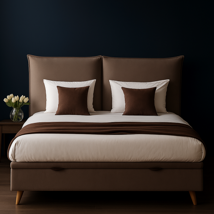 Pat tapițat IZZA gri , cu ladă de depozitare, dimensiuni 90x190, 140x200, 160x200, 180x200 cm – design modern pentru dormitor [4]