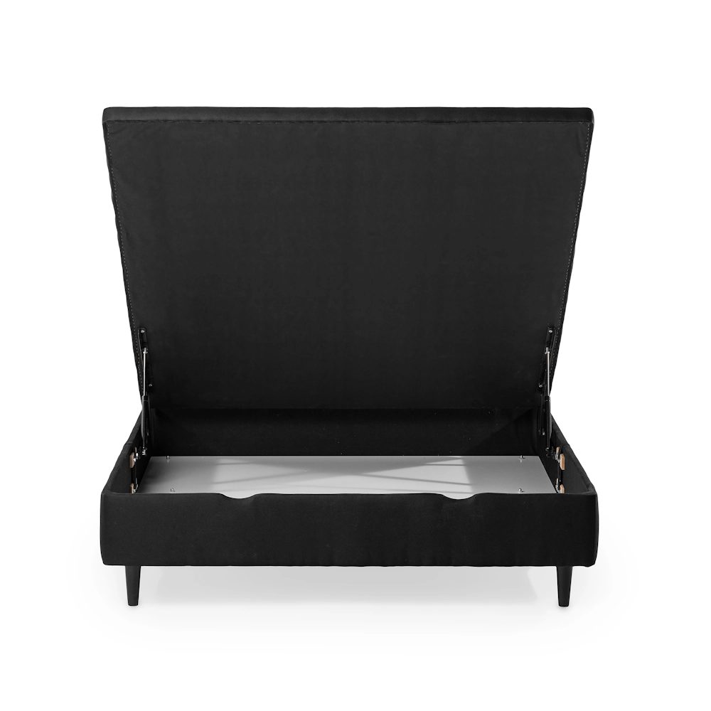 Pat tapițat SENA negru cu ladă de depozitare, dimensiuni 90x190, 140x200, 160x200, 180x200 cm – design modern pentru dormitor [4]