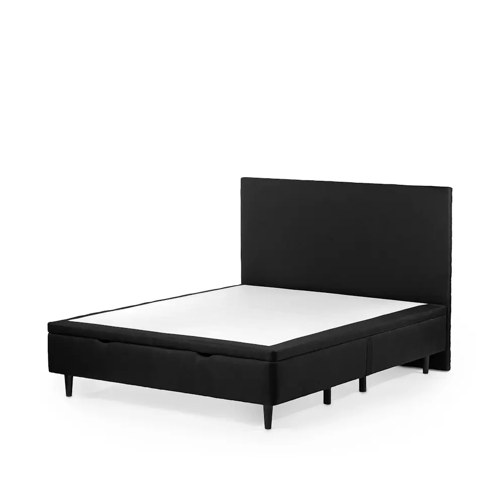 Pat tapițat SENA negru cu ladă de depozitare, dimensiuni 90x190, 140x200, 160x200, 180x200 cm – design modern pentru dormitor [5]