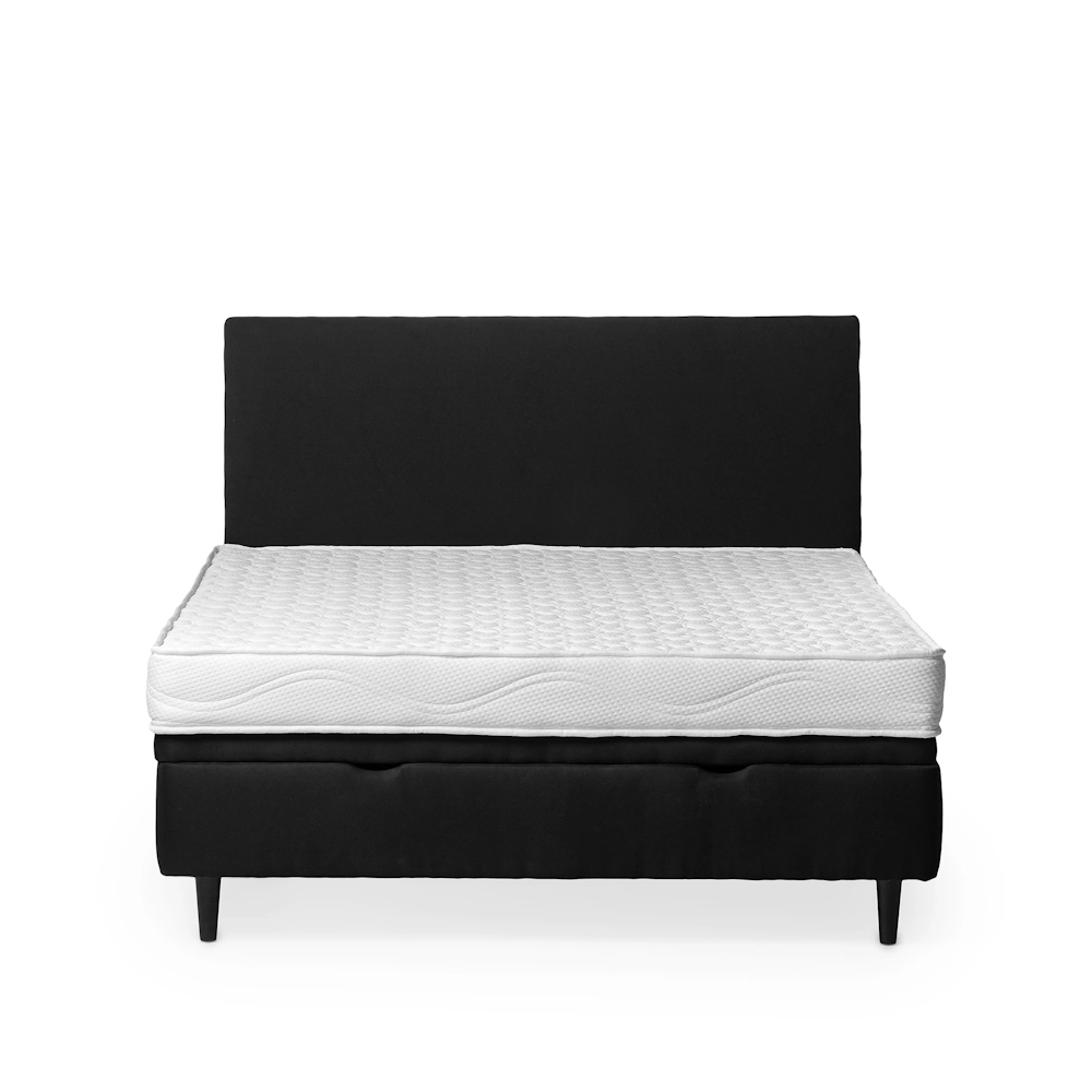 Pat tapițat SENA negru cu ladă de depozitare, dimensiuni 90x190, 140x200, 160x200, 180x200 cm – design modern pentru dormitor [3]
