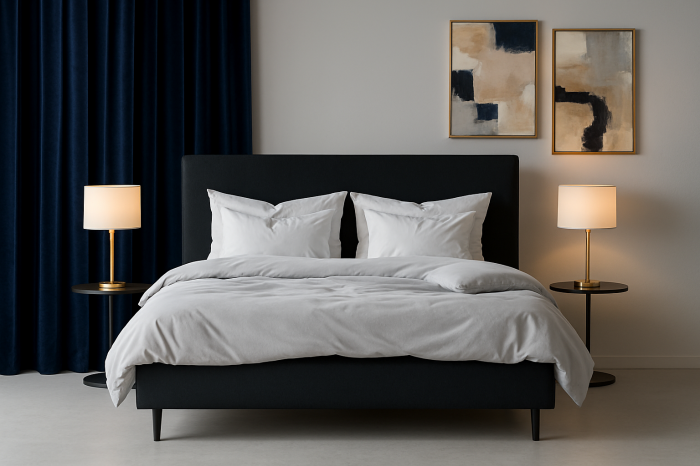 Pat tapițat SENA negru cu ladă de depozitare, dimensiuni 90x190, 140x200, 160x200, 180x200 cm – design modern pentru dormitor [2]