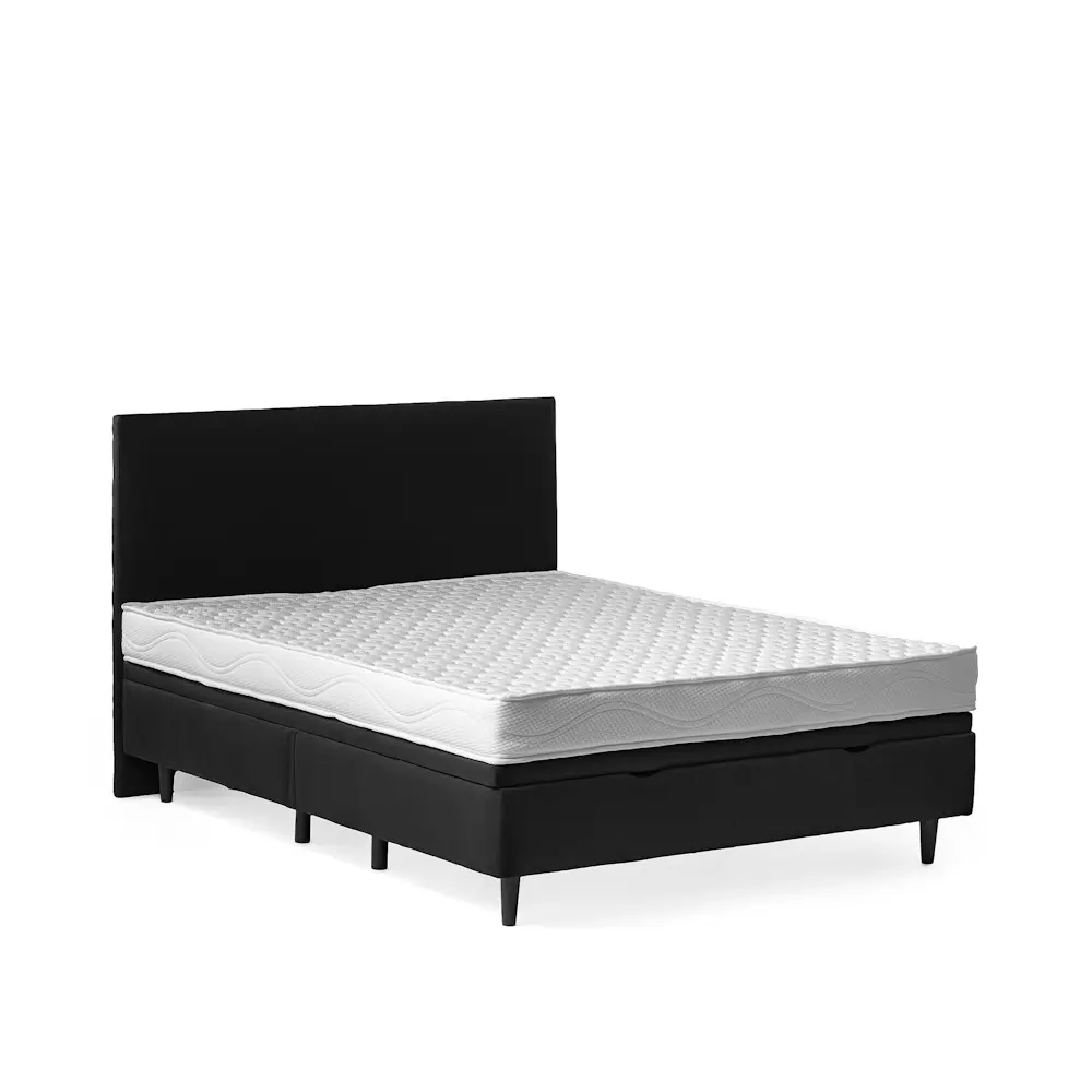 Pat tapițat SENA negru cu ladă de depozitare, dimensiuni 90x190, 140x200, 160x200, 180x200 cm – design modern pentru dormitor [6]