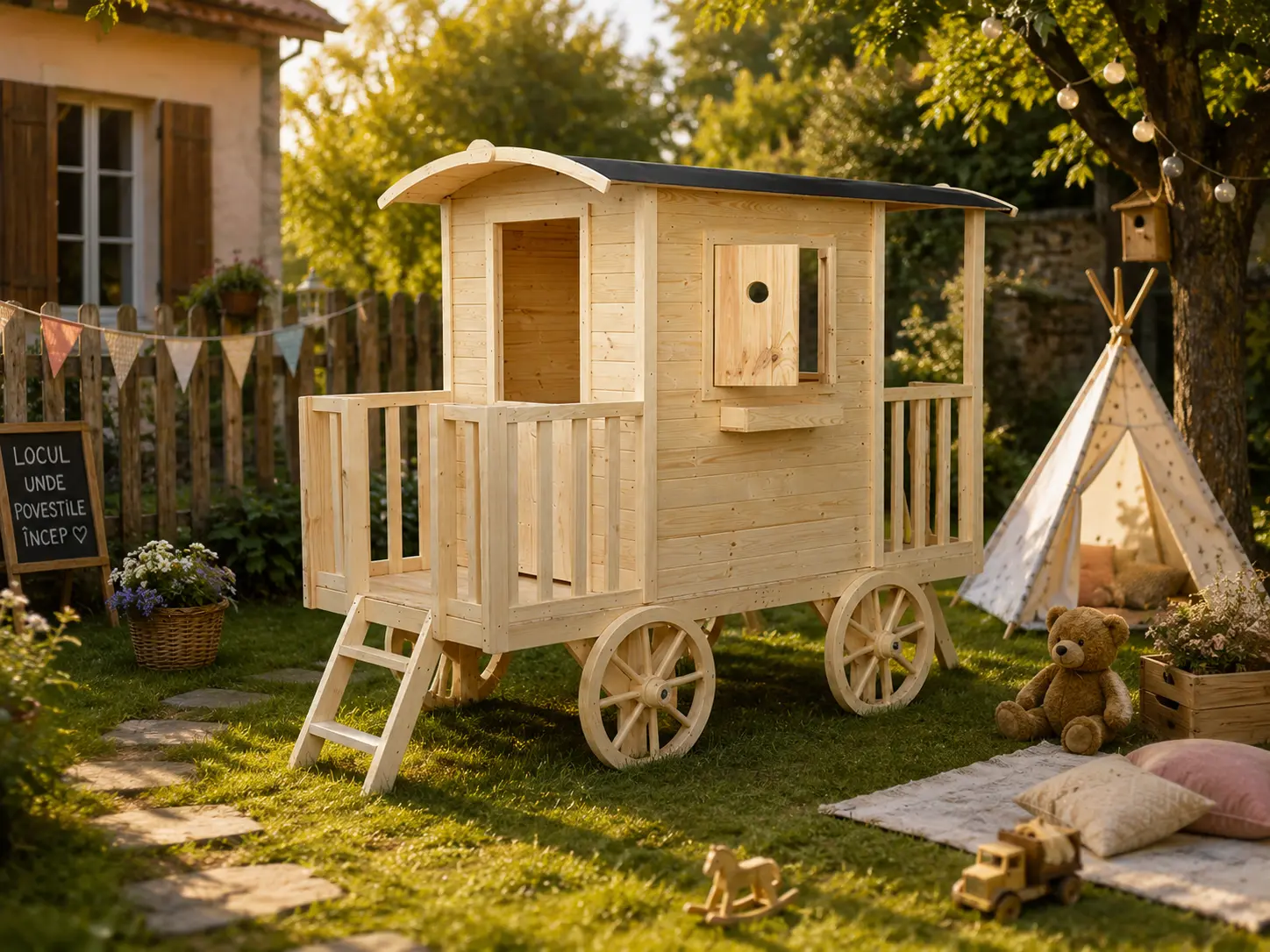 Rulotă de joacă din lemn pentru copii Caravana [2]
