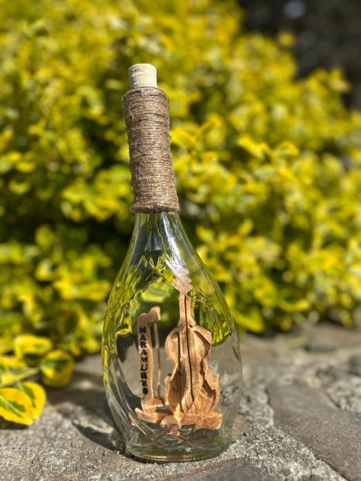 sticla artizanala cu lemn interior vioara 500 ml cadou traditional [2]