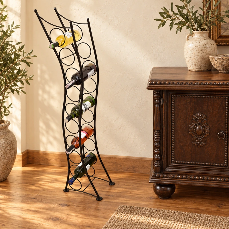Suport pentru 10 sticle de vin din fier forjat, 126 x 31 x 19 cm [2]