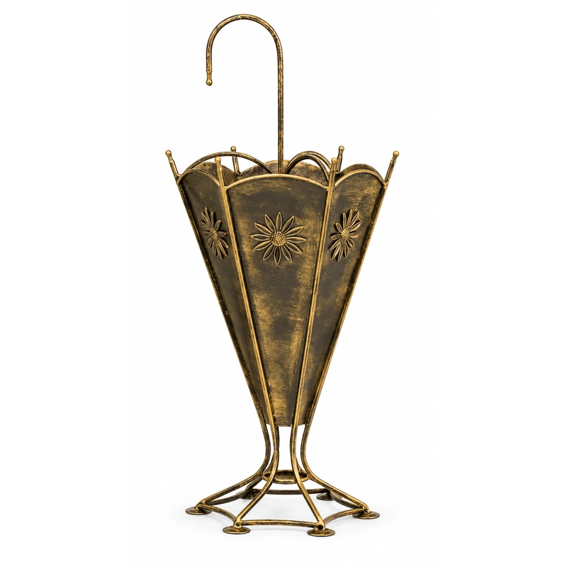 Suport pentru umbrele din fier forjat, model floral, 84 x 37 x 37 cm [2]