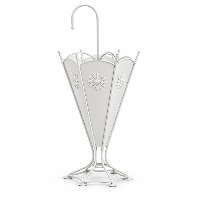 Suport pentru umbrele din fier forjat, model floral, 84 x 37 x 37 cm [6]