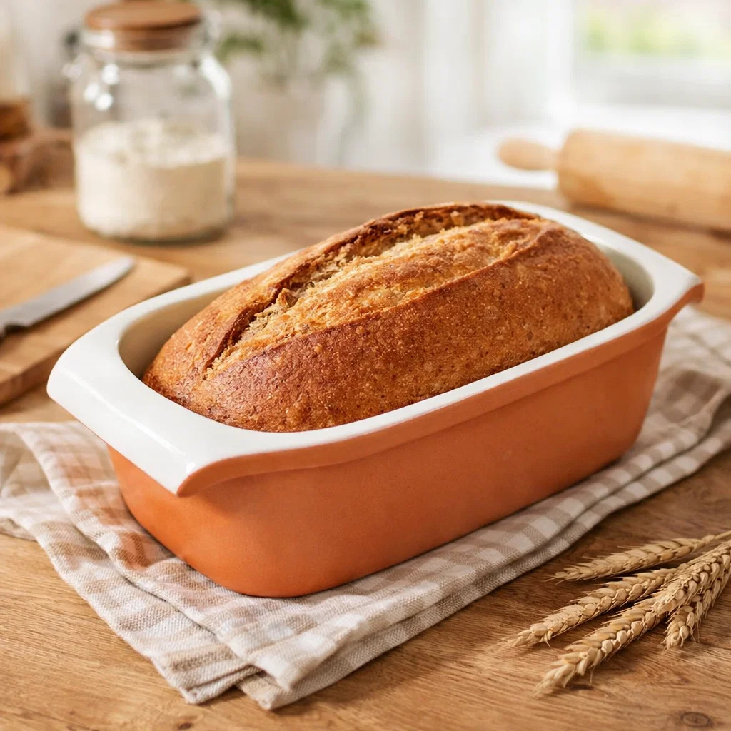 Tava Din Lut Pentru Copt Pâine Semi Glazurata, Dreptunghiulara, 33x16x10 cm [3]