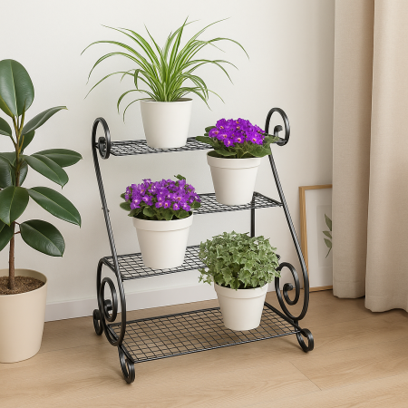 Fier Forjat - Suport metalic pentru flori din fier forjat negru 85x65x48 cm – Florys | Atelier 49