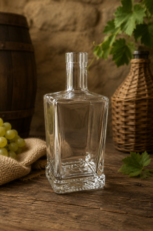 CADOURI - Sticla patrata 250 ml cu dop pentru marturii de nunta si botez