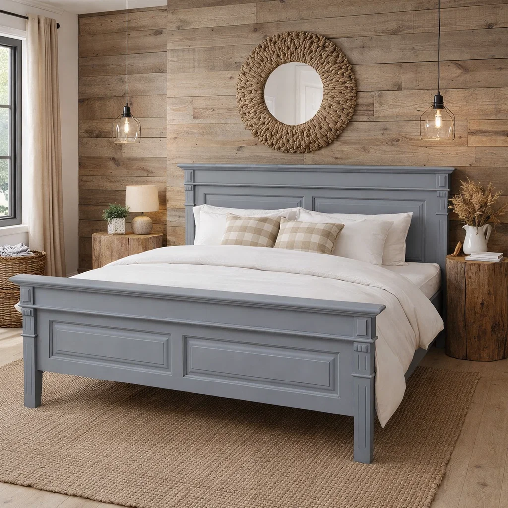 Paturi din lemn masiv - pat-matrimonial-160x200-lemn-masiv-brad-cu-ornamente.jpg.atelier49.ro