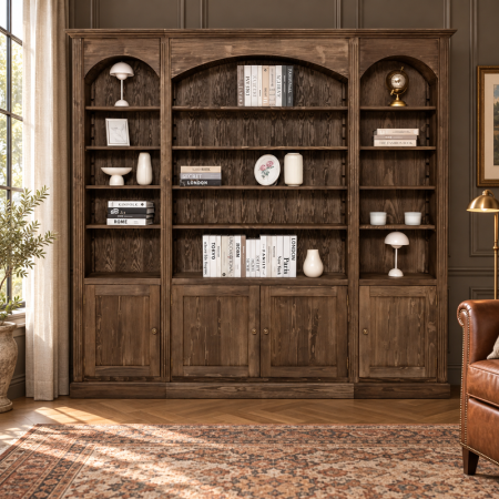 LEMN - biblioteca-clasica-cu-arcade-si-rafturi-reglabile-brad-masiv-si-mdf-250-x-30-x-235-cm-atelier49