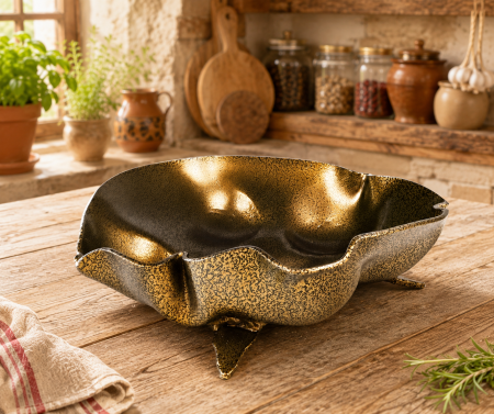 METAL - Bol din fier forjat decorativ sau uz casnic 26 x 25 x 8 cm