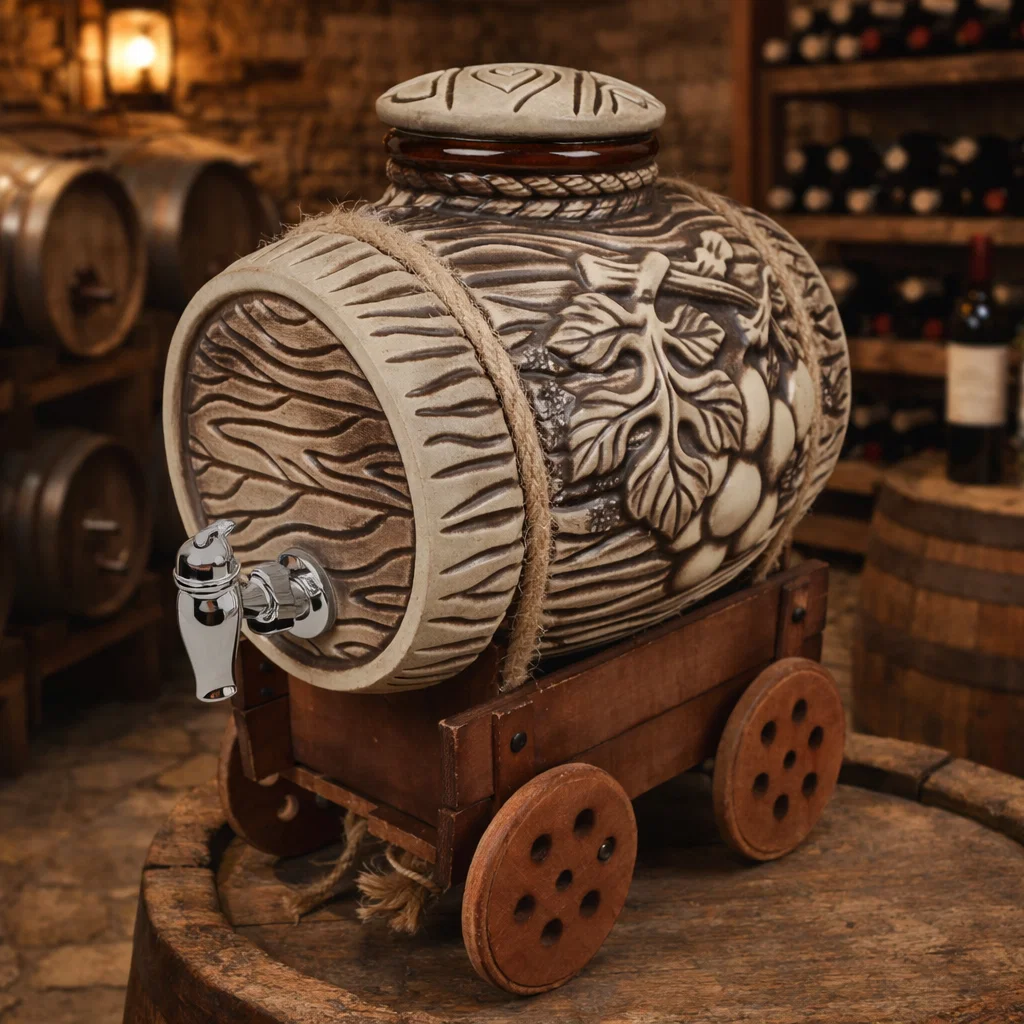 Butoaie - Butoi din ceramică cu robinet pentru vin 4,8 litri atelier49.ro