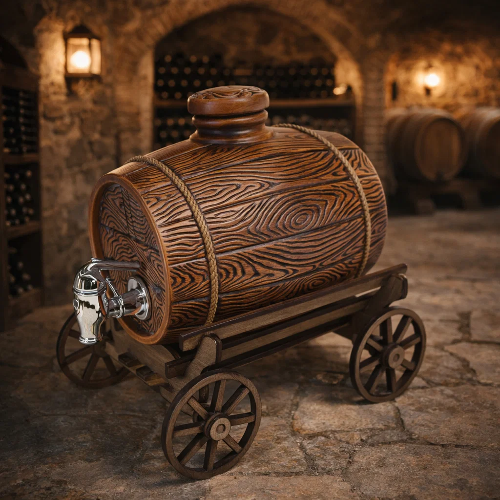 CERAMICĂ - Butoi din ceramică cu suport și robinet pentru vin 3,5 litri