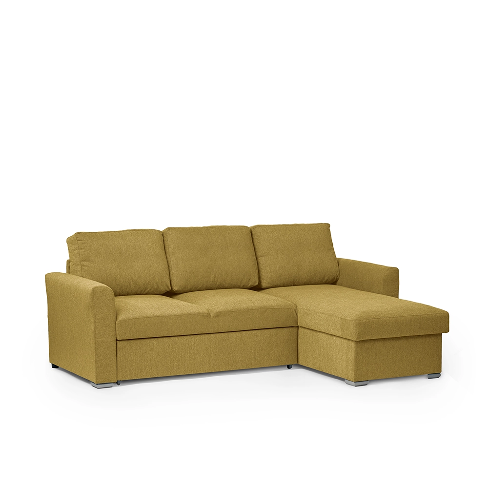 Colțar Extensibil 3 Locuri Cu Spațiu de Depozitare- Mustard, Galben, 244x87/156x87 cm [6]