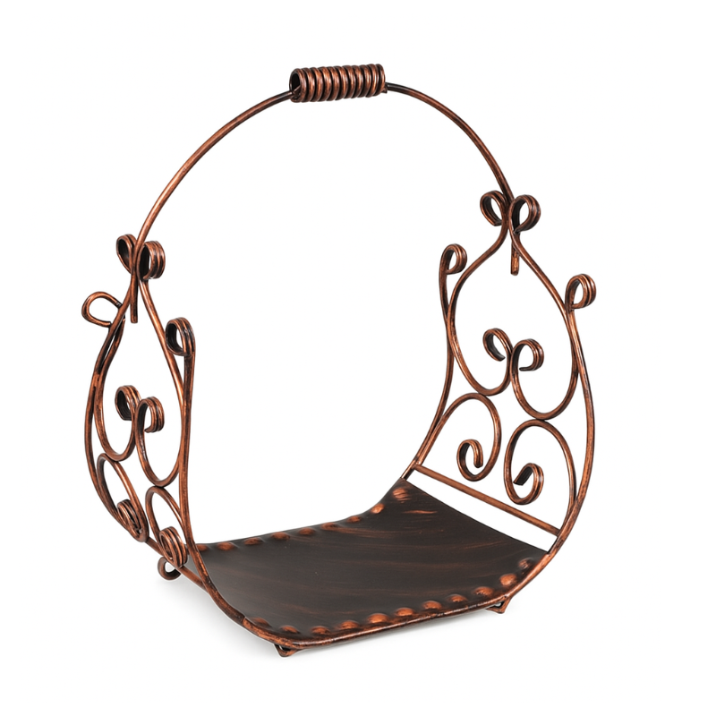 coș-lemne-foc-fier-forjat-cupru-antichizat-suport-decorativ-pentru-șemineu-dogor [2]