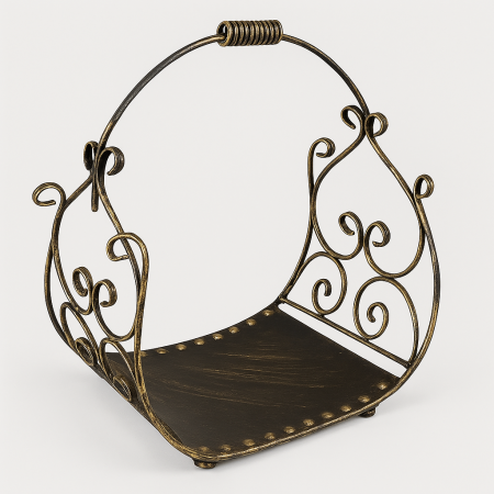 cos-pentru-lemne-de-foc-din-fier-forjat-finisaj-auriu-antichizat-49x53x31-cm-dogor [1]