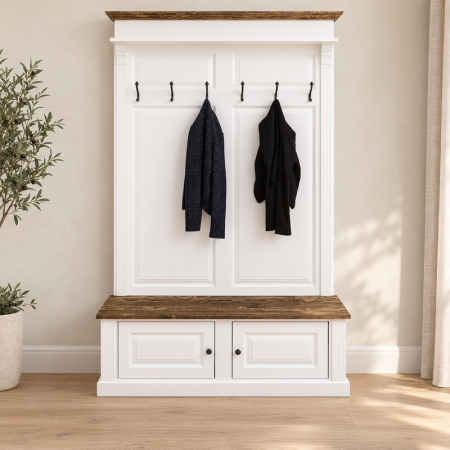 Mobilier hol - cuier-pentru-hol-cu-sezut-si-2-usi-brad-masiv-si-mdf-140-x-41-x-210-cm-atelier49