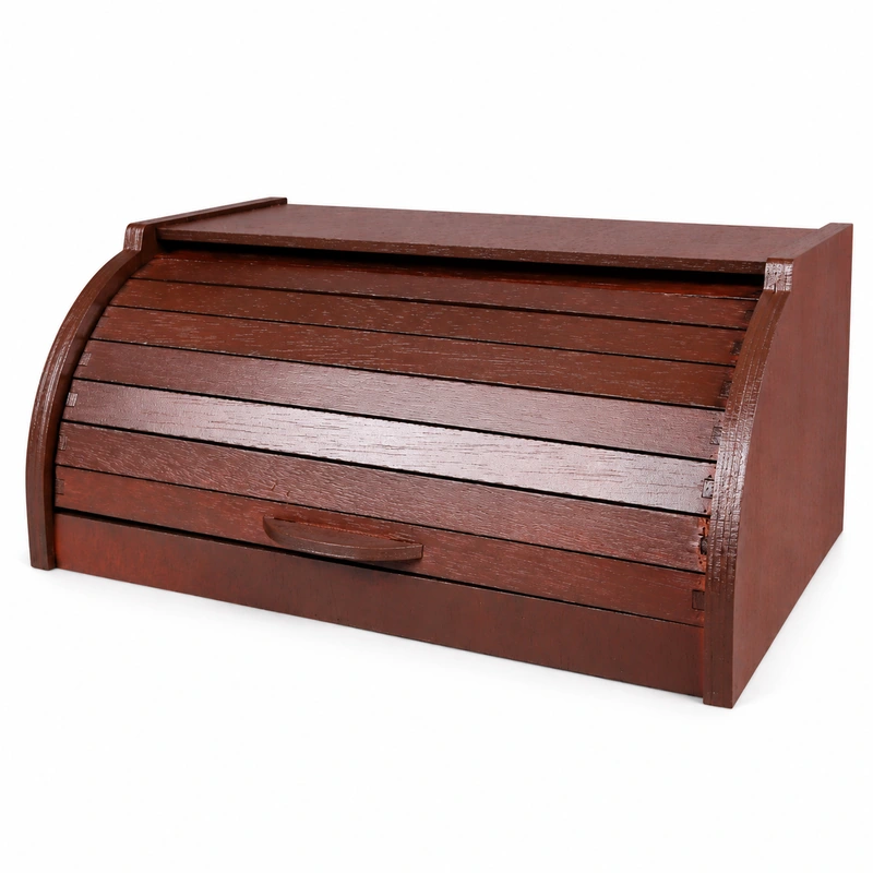 Accesorii bucătărie - Cutie de paine din lemn cu capac rulou 39 x 25 x 18 cm