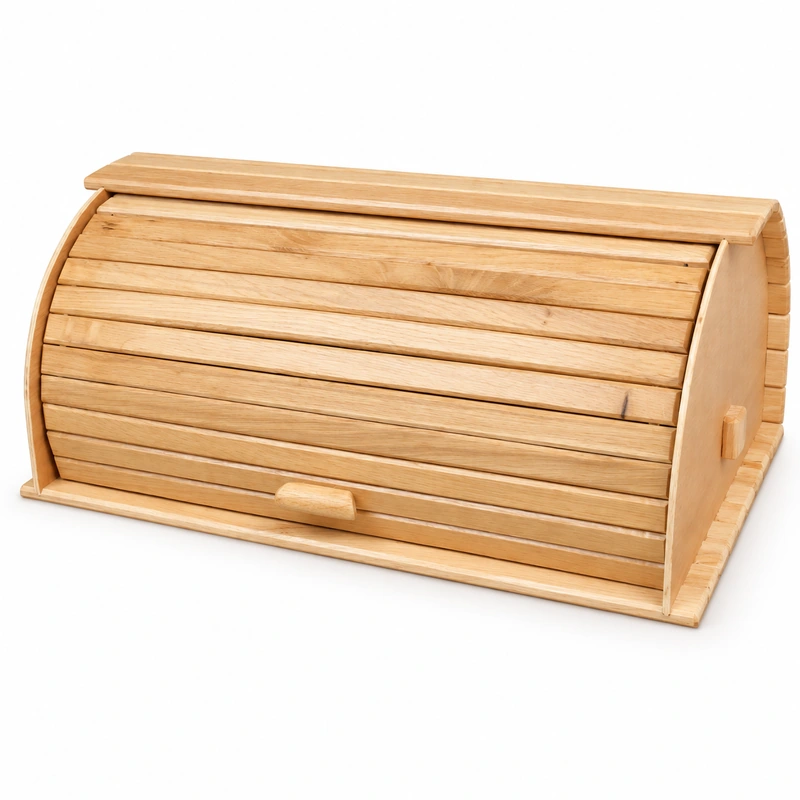 Accesorii bucătărie - Cutie de paine din lemn cu capac rulou 43 x 27 x 19 cm