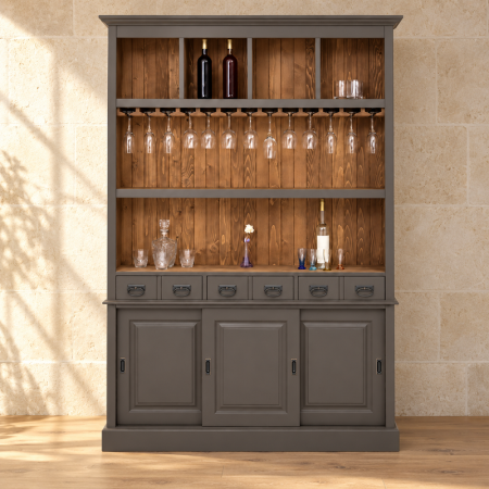 Suporturi vin - dulap-bar-din-brad-masiv-cu-3-usi-glisante-si-3-sertare-151-x-36-x-210-cm-atelier49