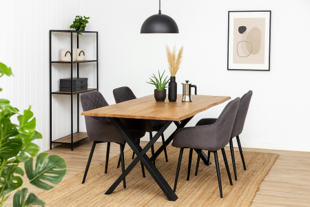 Mese Lemn Masiv - Masă dining AARON din lemn masiv de stejar, 8-12 persoane, stil industrial