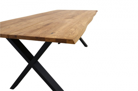 Masă dining AARON din lemn masiv de stejar, 8-12 persoane, stil industrial [2]