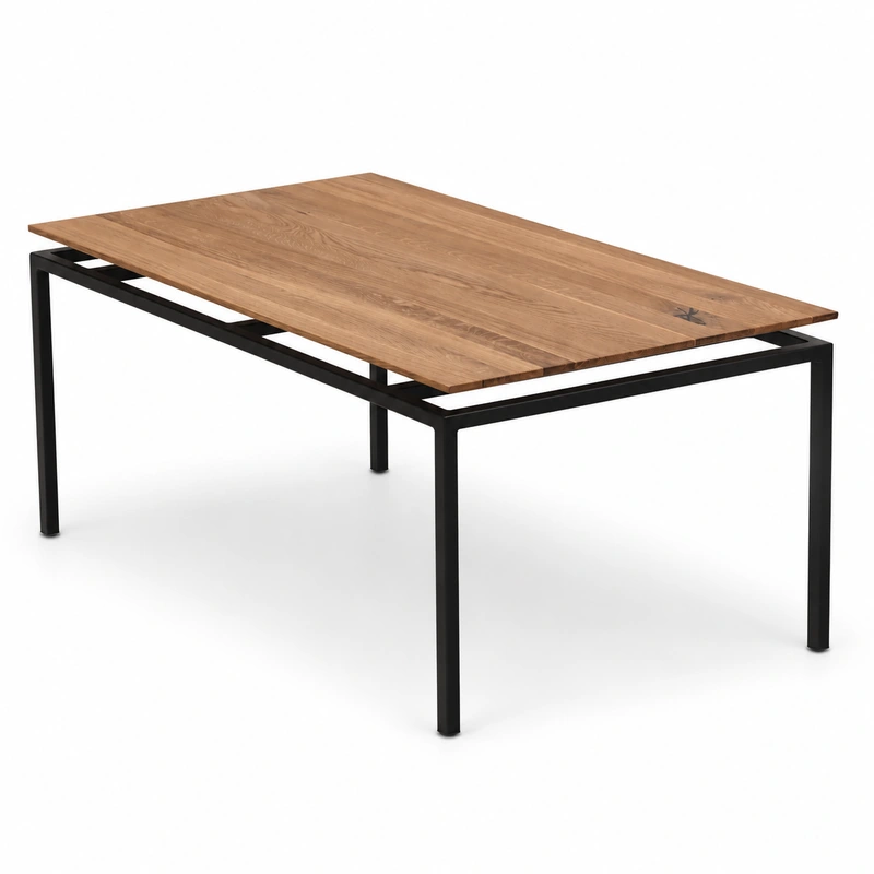 LEMN - Masuta de cafea Grappa din stejar masiv, 100 x 60 cm, metal negru mat