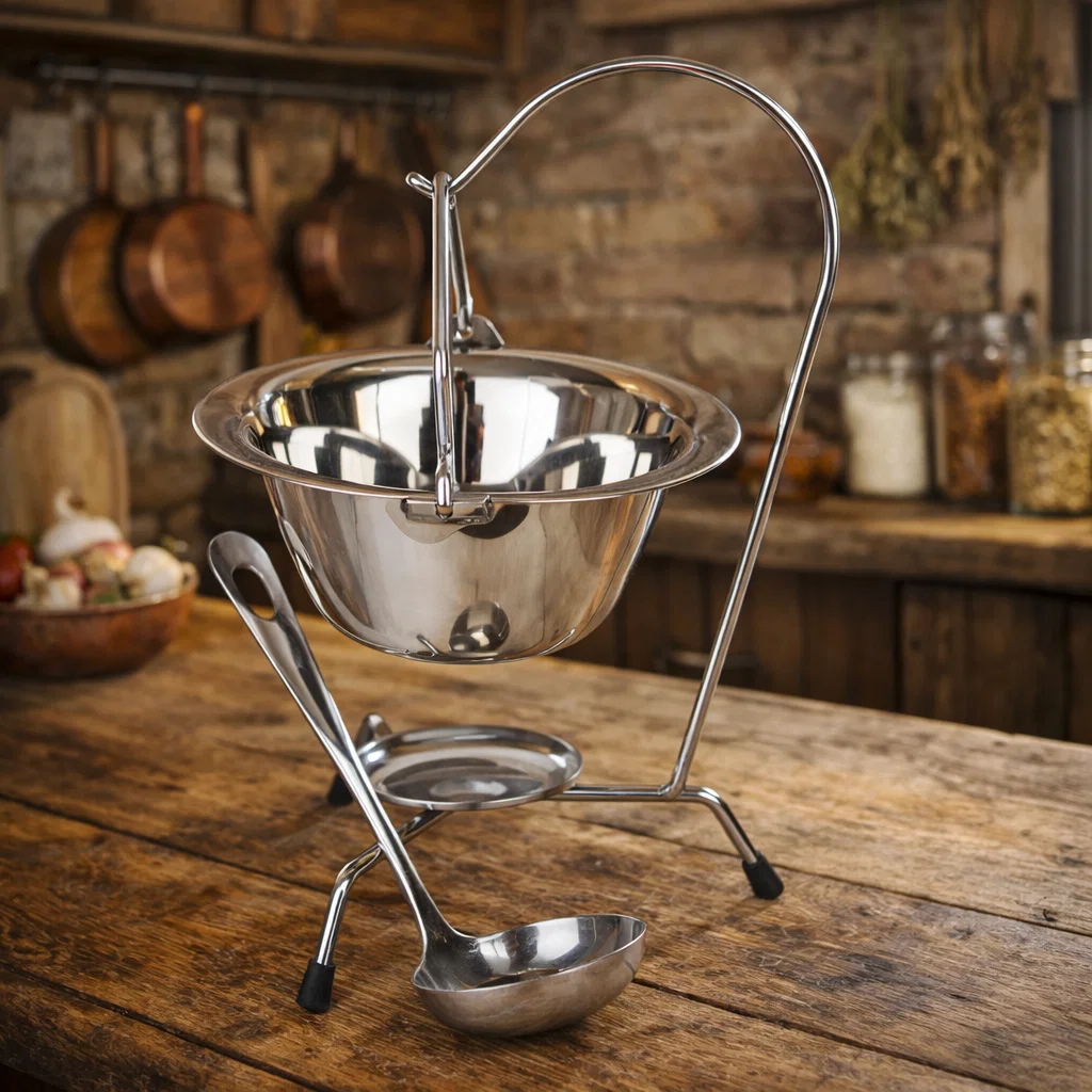 FIER FORJAT / METAL - mini-ceaun-pentru-servire-800ml-17x9cm-cu-polonic-si-suport.jpg-atelier49.ro