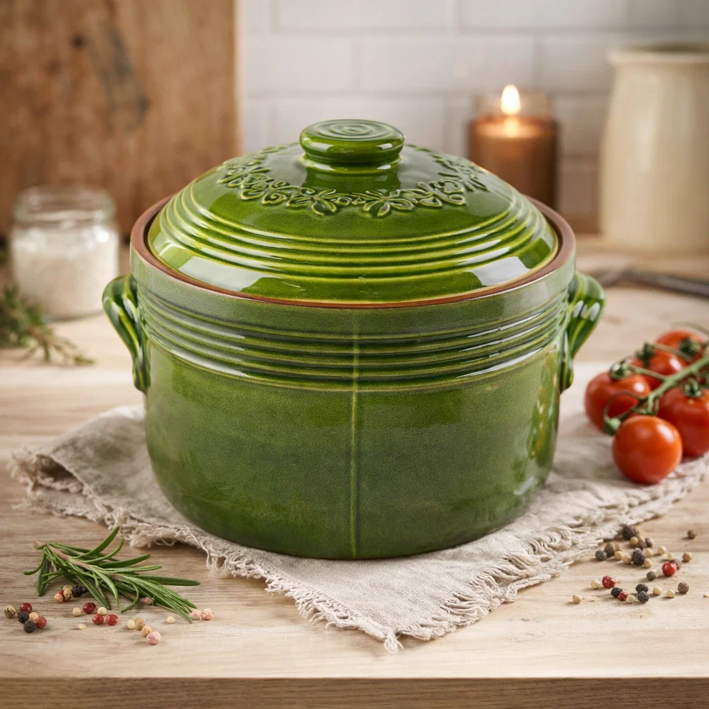 Ceramica - Oala Ceramica pentru Sarmale si Fripturi, Glazurata, Rotunda, 7 Litri