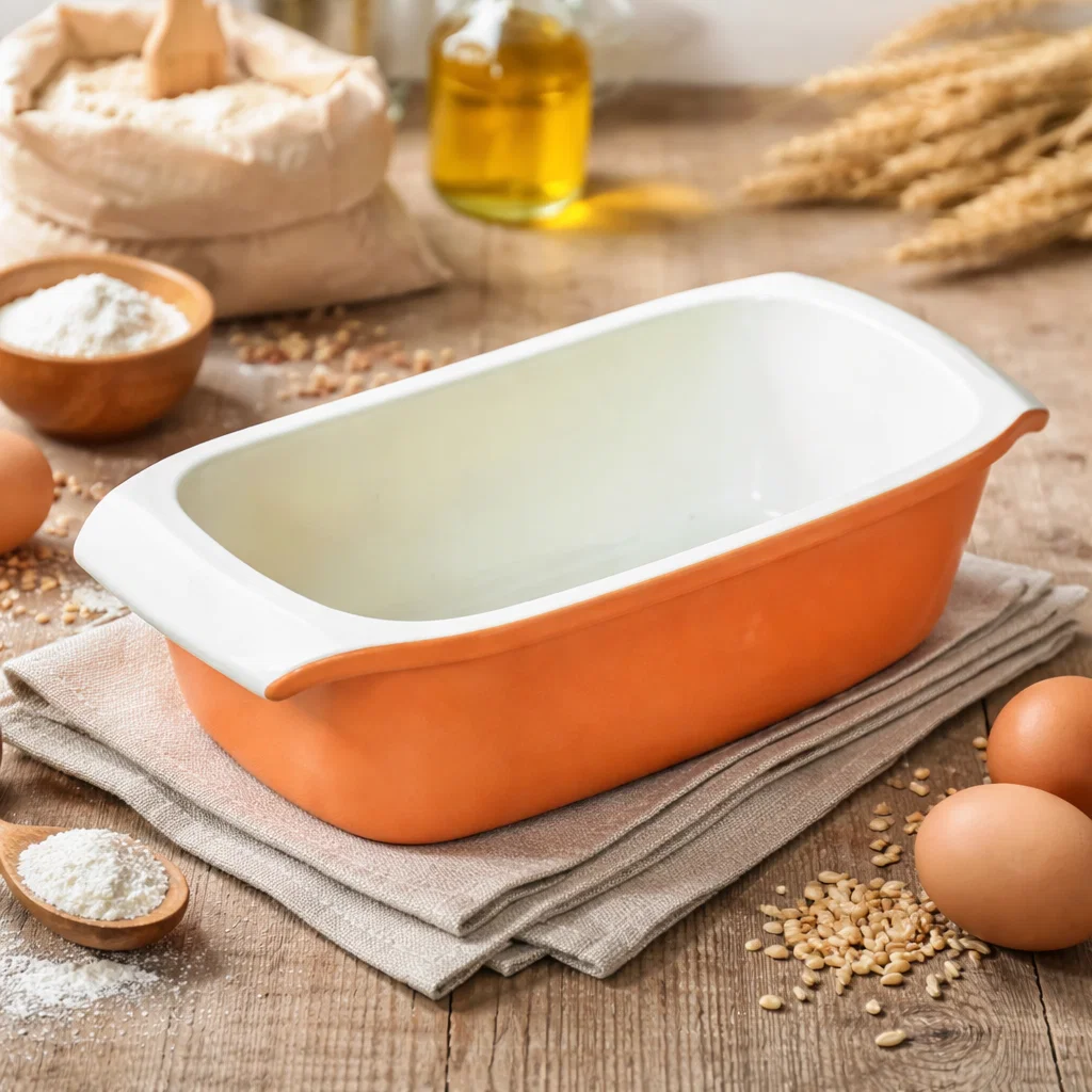 Ceramica - Tava Din Lut Pentru Copt Pâine Semi Glazurata, Dreptunghiulara, 33x16x10 cm