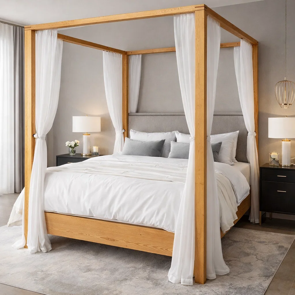 Paturi din lemn masiv - pat-baldachin-180x200-lemn-masiv-brad-atelier49