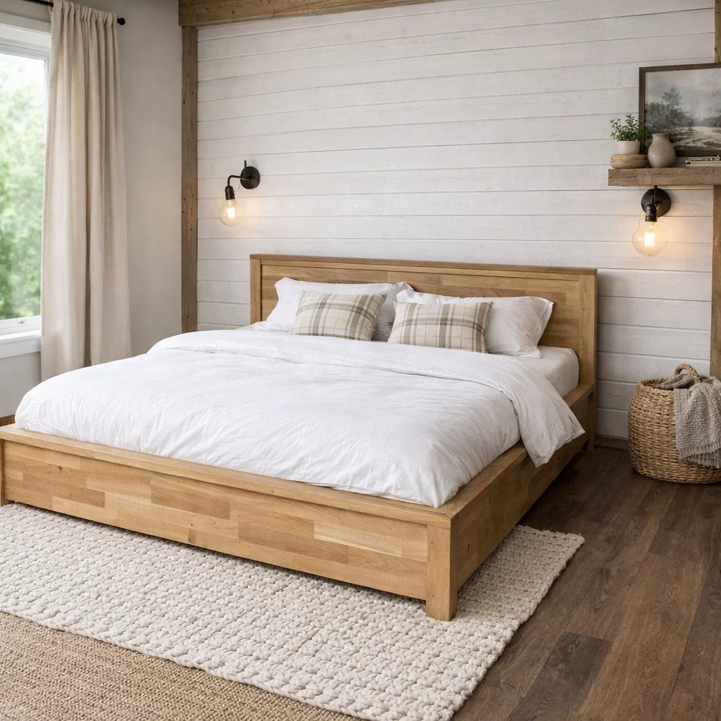 Paturi din lemn masiv - pat-lemn-masiv-stejar-180x200-pat-regalis-atelier49.ro