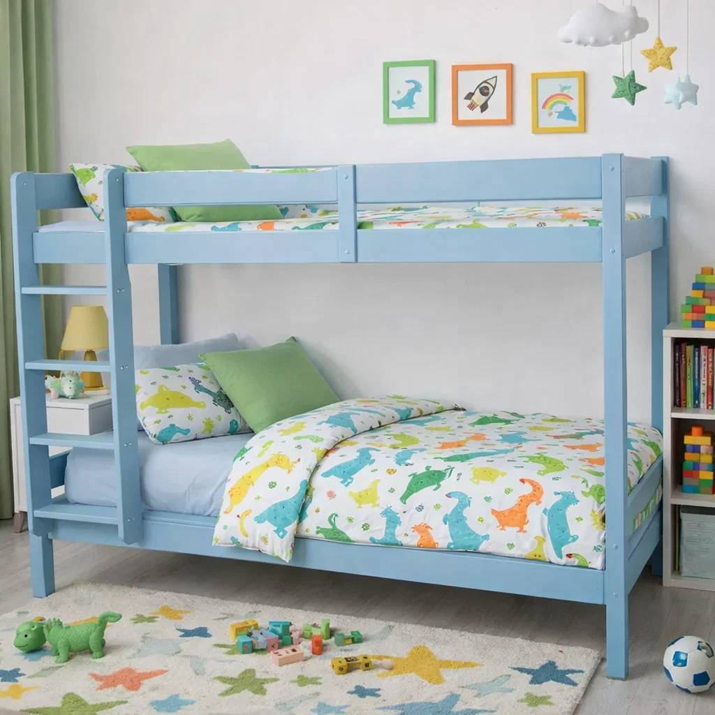 Paturi din lemn masiv - pat-supraetajat-2-persoane-lemn-masiv-brad-90x90x200-atelier49.ro