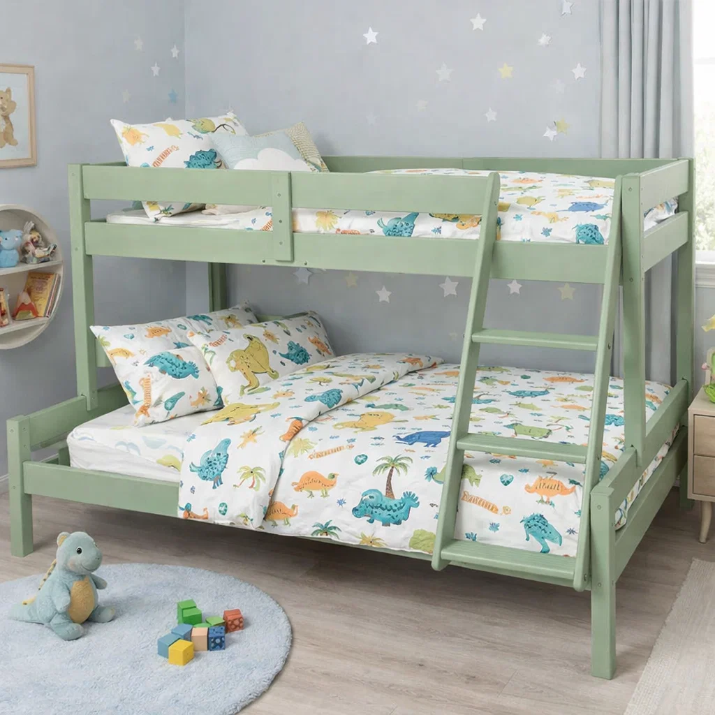 Paturi din lemn masiv - pat-supraetajat-3-persoane-lemn-masiv-brad-90-140x200-atelier49.ro